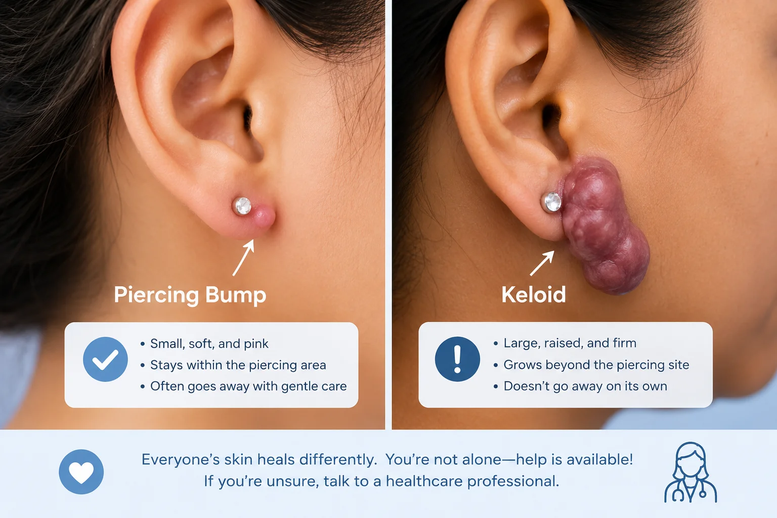 Piercing Bump vs Keloid